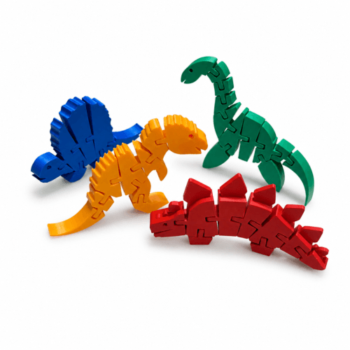 Kit - 4 Dinossauros Coloridos articulados