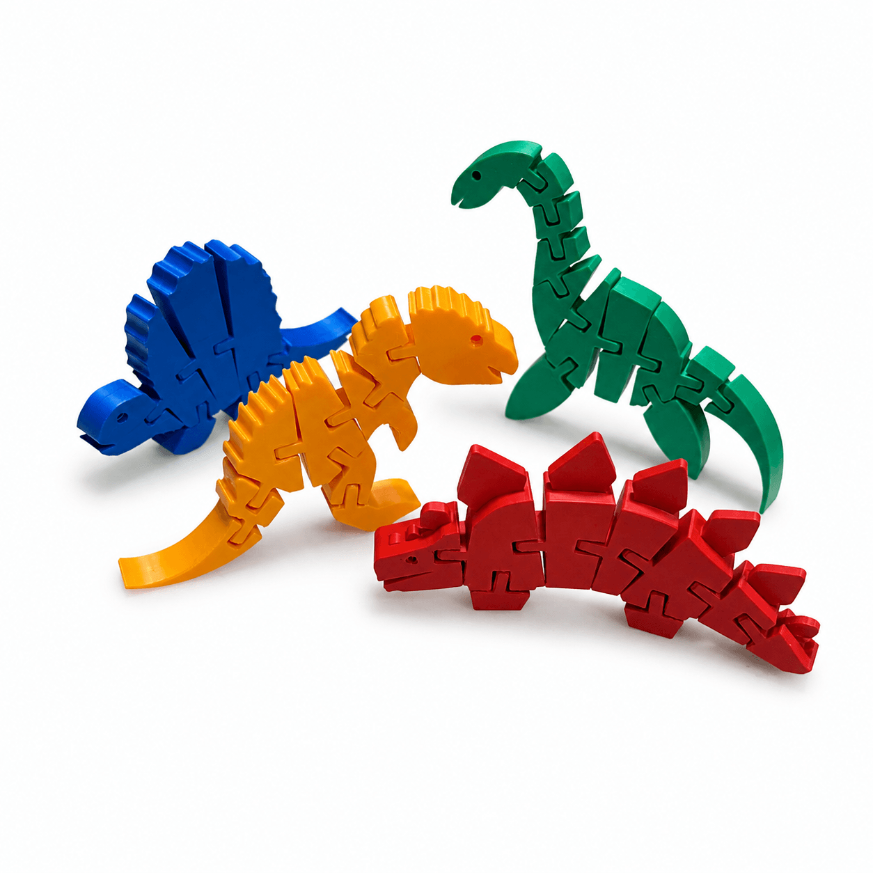 Kit - 4 Dinossauros Coloridos articulados